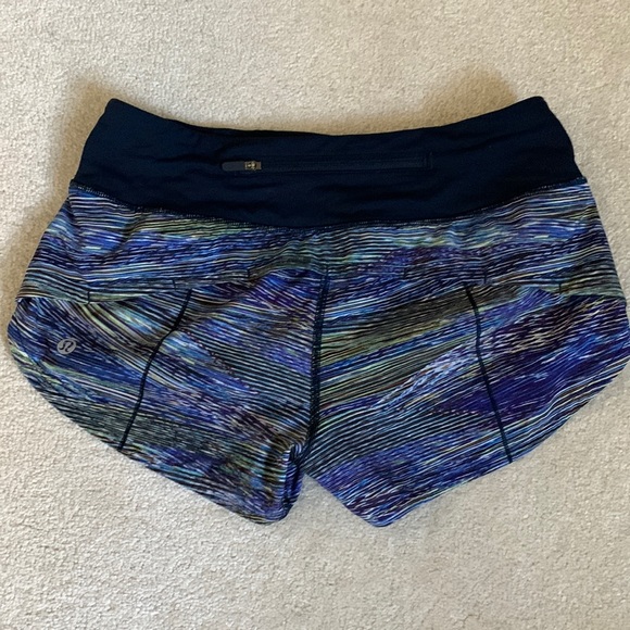 lululemon athletica Pants - Lululemon short shorts women’s size 2.  Cute blue pattern w/built in undershorts
